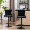 A&A Furniture,Swivel Velvet Barstools Adjusatble Seat Height from 25-33 Inch,17.7 inch base, Modern Upholstered Bar Stools with Backs Comfortable Tuft