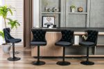 A&A Furniture,Swivel Velvet Barstools Adjusatble Seat Height from 25-33 Inch,17.7 inch base, Modern Upholstered Bar Stools with Backs Comfortable Tuft