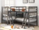 L-Shaped Bunk Bed with Ladder,Twin Size-Gray(OLD SKU :LP000020AAE)