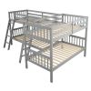 L-Shaped Bunk Bed with Ladder,Twin Size-Gray(OLD SKU :LP000020AAE)