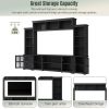 ON-TREND Minimalism Style Entertainment Wall Unit with Bridge, Modern TV Console Table for TVs Up to 70", Multifunctional TV Stand with Tempered Glass