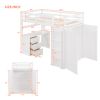 Twin size Loft Bed with Drawers,Desk,and Wardrobe-White