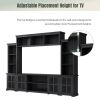 ON-TREND Minimalism Style Entertainment Wall Unit with Bridge, Modern TV Console Table for TVs Up to 70", Multifunctional TV Stand with Tempered Glass