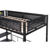 Metal Twin over Full Bunk with Shelves & Grid Panel/ Sturdy Metal Bed Frame/ Noise-free Wood Slats/ Comfortable Textilene Guardrail/ Built-in 2-tier S