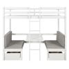 Functional Loft Bed(turn into upper bed and down desk,cushion sets are free),Twin Size,White