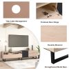 Modern TV Stand for 80'' TV with Double Storage Space, Media Console Table, Entertainment Center with Drop Down Door for Living Room, Bedroom, Home Th