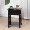 FCH Nightstand Modern End Table, Side Table with 1 Drawer and Storage Shelf, Black