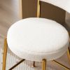 Set of 2 modern teddy fabric upholstered bar stools - Metal base high stool - Suitable for kitchen, dining and living room - Beige - Stylish and comfo