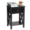 FCH Nightstand Modern End Table, Side Table with 1 Drawer and Storage Shelf, Black