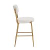 Set of 2 modern teddy fabric upholstered bar stools - Metal base high stool - Suitable for kitchen, dining and living room - Beige - Stylish and comfo