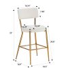 Set of 2 modern teddy fabric upholstered bar stools - Metal base high stool - Suitable for kitchen, dining and living room - Beige - Stylish and comfo