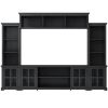 ON-TREND Minimalism Style Entertainment Wall Unit with Bridge, Modern TV Console Table for TVs Up to 70", Multifunctional TV Stand with Tempered Glass