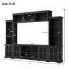 ON-TREND Minimalism Style Entertainment Wall Unit with Bridge, Modern TV Console Table for TVs Up to 70", Multifunctional TV Stand with Tempered Glass