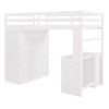 Twin size Loft Bed with Drawers,Desk,and Wardrobe-White