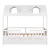 Twin Size House Bed Wood Bed with Twin Size Trundle ( White )