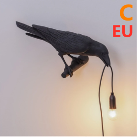 Creative Auspicious Bird Resin Wall Lamp Decoration (Option: Black-C-EU)