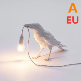 Creative Auspicious Bird Resin Wall Lamp Decoration (Option: White-A-EU)