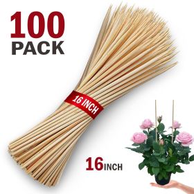 100 Pack 16 Inch Bamboo Plant Stakes, Plant Sticks Support, Floral Plant Support (Option: Natural)