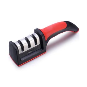 Professional Knife Sharpener Kitchen Sharpening Stone Whetstone Tungsten Steel Diamond Ceramic Kitchen Knifes Accessories (Color: Red)