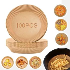 Air Fryer Liners , 100 Pcs Disposable Paper Liner For Roasting Microwave (Color: brown)