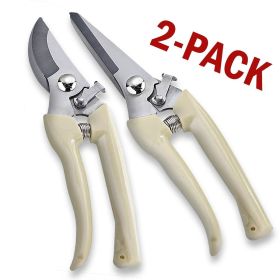 2 Pack Garden Pruning Shears Set Bypass Branch Pruner Straight Blade Scissors US (Option: Metal-Bypass Pruner)