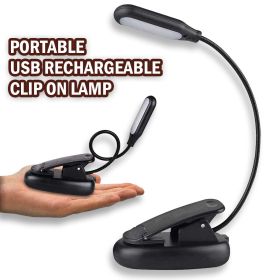 Flexible Clip On LED Light Lamp For Book Reading Tablet Laptop PC EReader (Color: Black)