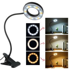 Clip On Desk Lamp LED Flexible Arm USB Dimmable Study Reading Table Night Light (Option: default)