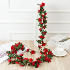 1pc 98.43inch/8.2ft Rose Artificial Flowers; Artificial Flower Christmas Garland; Fake Rose Vine For Wedding Home Room Decoration Spring Autumn Garden (Quantity: 1pc, Color: Red)