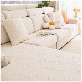 Jacquard velvet full set sofa cover, new fabric, sofa special anti slip sticker, sofa cover, backrest cover, towel (Color: Ximan Off white, size: L+)