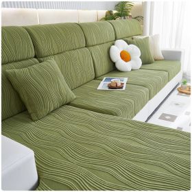 Jacquard velvet full set sofa cover, new fabric, sofa special anti slip sticker, sofa cover, backrest cover, towel (Color: Water Lotus Grass Green, size: L+)