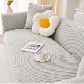 Cream style sofa cover all-in-one new 2024 all-season universal anti cat scratch elastic thickened universal sofa cover cover (Color: Ripple roll space gray, size: L)