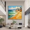 Hand Painted Oil Painting Abstract Tropical Seascape Oil Painting on Canvas Original Beach Painting Landscape Home Decor Living room Wall Decor Modern