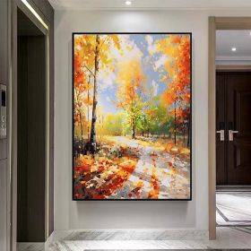 Hand Painted Oil Painting Forrest trees wall art birch trees painting abstract landsdcape art textrued oil painting Original Oil painting decorative p (Style: 1, size: 50x70cm)