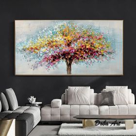 Handmade Oil Painting CanvasWall Art Decoration Abstract Knife Painting Landscape Tree For Home Decor Rolled Frameless Unstretched Painting (Style: 1, size: 40x80cm)