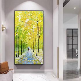 Hand painted Couples painting Couples Walking on a forest path Spiritual Art Landscape oil painting on canvas Tree art palette knife art (Style: 3, size: 40x80cm)