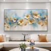 Hand Painted Oil Painting Abstract Gold Flower Oil Painting on Canvas Large Wall Art Original Minimalist Floral Wall Art Custom Painting Modern Living