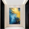 Hand Painted Oil Painting Gold Yellow Wall Painting Navy Blue Seascape Painting On Canvas Acrylic Painting Sea Wave Ocean Painting Extra Large Living