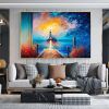 Hand Painted Oil Painting Abstract Coastal Landscape Oil Painting On Canvas Large Wall Art Original Lighthouse Painting Sunset Painting Custom Paintin