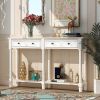 Console Table Sofa Table Easy Assembly with Two Storage Drawers and Bottom Shelf for Living Room, Entryway