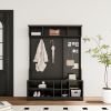 Hall Tree with Shoe Bench, Coat Rack ,Shoe Storage ,Storage Shelves and Pegboard, for Hallways, Halls and Bedrooms