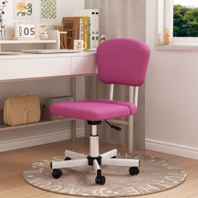 Mesh Task Chair Plush Cushion, Armless Desk Chair Home Office Chair, Adjustable Swivel Rolling Task Chair (Color: Pink)