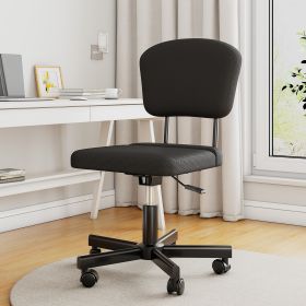 Mesh Task Chair Plush Cushion, Armless Desk Chair Home Office Chair, Adjustable Swivel Rolling Task Chair (Color: Black)