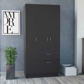 Armoire Tarento, Two Drawers, Black Wengue Finish (Color: Black)