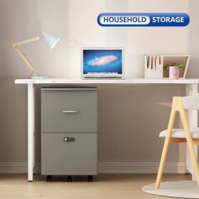 File cabinet with two drawers with lock,Hanging File Folders A4 or Letter Size (main material: Particle Board, Color: white Gray)