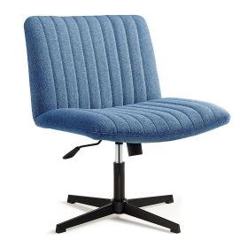 No wheels Viral Criss Cross Chair Plus Size Armless Swivel Home Office Chair Sit Cross-legged Desk Chair New Year Gift Birthday (Color: Blue)