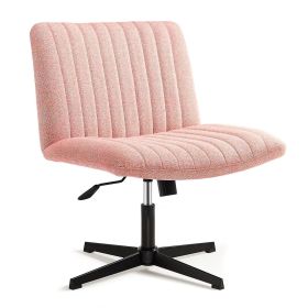 No wheels Viral Criss Cross Chair Plus Size Armless Swivel Home Office Chair Sit Cross-legged Desk Chair New Year Gift Birthday (Color: Pink)