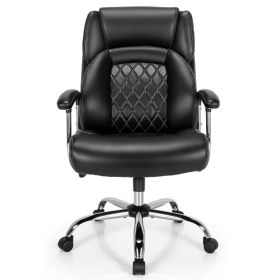 Height Adjustable Executive Chair Computer Desk Chair with Metal Base (Color: Black)