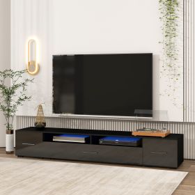 ON-TREND Extended, Minimalist Design TV stand with Color Changing LED Lights, Modern Universal Entertainment Center (Color: as Pic)