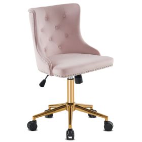 Lift wheel five-star foot backrest pull point teddy velvet  gold feet indoor leisure chair simple Nordic style (Color: Light Pink)