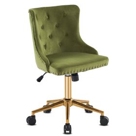 Lift wheel five-star foot backrest pull point teddy velvet  gold feet indoor leisure chair simple Nordic style (Color: olive green)